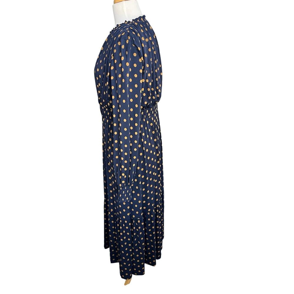 Boden Rosanna Long Sleeve Tea Dress Polka Dot Ruched Pockets Stretchy Modest 12R - Picture 9 of 14